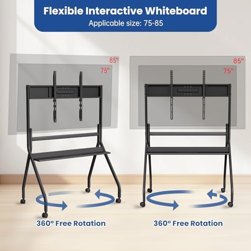 75" - 85" Mobile Stand for Smart Board or LCD Monitor Black - Image 3