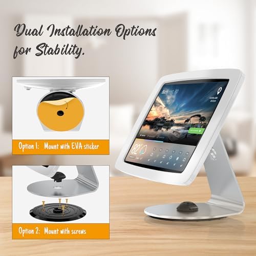 Tablet Kiosk Stand for Desk with Lock - Rotatable Swivel Compatible with 10.9" iPad 10th, Pro 11" 1 2 3 4, Air 4 5, Air 11"(M2/M3/M4), iPad 11"(A16) - BSC109WA - Image 5