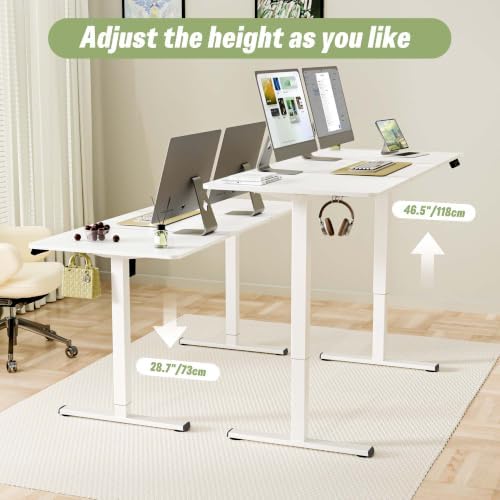 ERGOMAKER 55"x24" Standing Desk, Height Adjustable Sit-Stand Office,White - Image 4