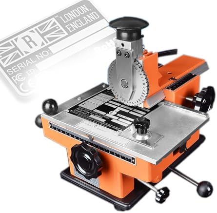 Manual Compact Semi-Automatic Desktop Marking Machine Metal Nameplate Engraving Tool for Copper Aluminum Stainless Steel PVC Card Dog Tag, Small Workshop & Customization(2.5mm,Manual) by Unknown