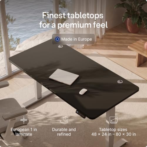 Desktronic HomePro Standing Desk 60x30 — Made in Europe, Ergonomic Sit Stand Home Office Desk, Electric Height Adjustable, Dual Motor, USB & USB-C Charging, Wobble-Free, Touchscreen, 3 Memory Presets - Image 6