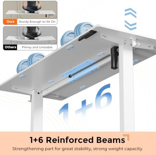 59"×24" Large Electric Standing Desk, Sit Stand Desk, White - Image 4