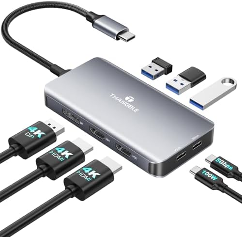 Laptop Docking Station 3 Monitors for HP, 8 in 1 USBC Dongle with 2 HDMI,DP by Unknown
