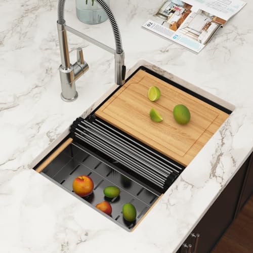 27 Inch Black Undermount Workstation Kitchen Sink with Accessories - Image 2