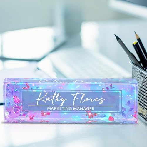 Desk Name Plate Personalized, Custom Acrylic Name Plate for Desk, Purple Elegant Decorative Office Signage - Image 7