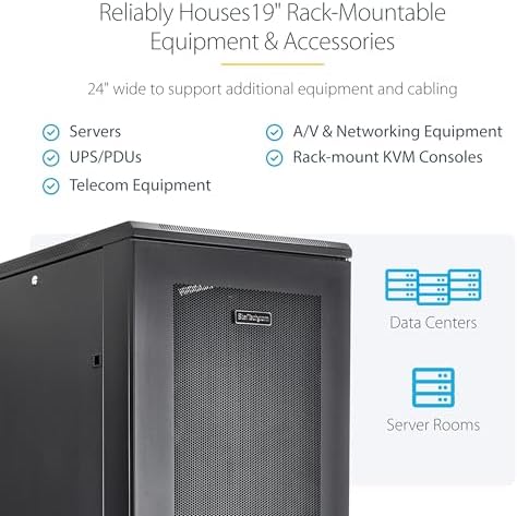 StarTech 42U 4-Post Server Cabinet, Rack Mount, 36in Deep, 2000lb, Black (RK4236BKB) - Image 4
