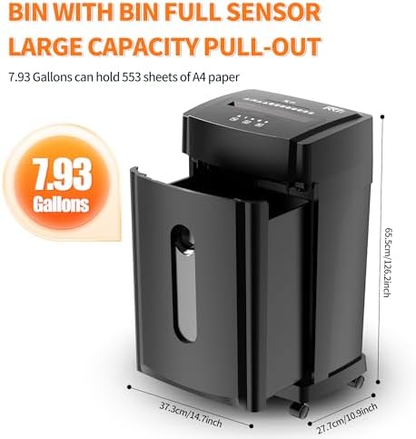 KRT Paper Shredder for Office Home, 18-Sheet Micro Cut Paper Shredder Auto Feed Cross Cut with 8 Gallons Bin, P-4 High Security Level, Shreds CDs/DVDs, Black - Image 4