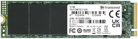 Transcend 1TB MTE110S PCIe 3.0 M.2 2280 SSD, 1700MB/s, Low Power by Transcend
