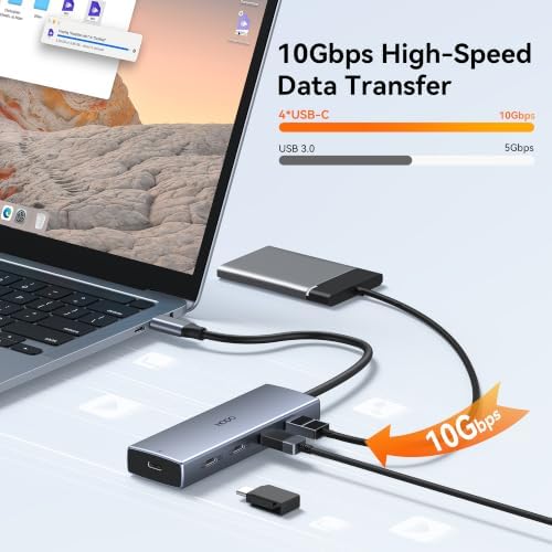 USB C Hub Dual 4K@60Hz USB C Adapter for Dell HP, 100W PD USB C Splitter - Image 7