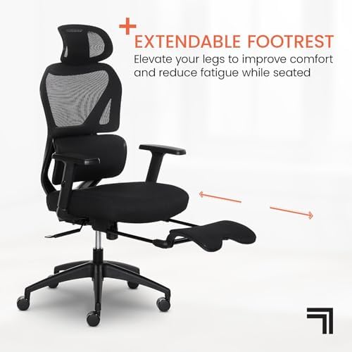 Sharper Image S-850 Heated Ergonomic Mesh Swivel Executive Massage Chair, Black (60106-BLK) - Image 7