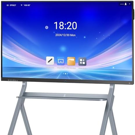 65 Inch Smart Board,4K Touch Screen Interactive Whiteboard, All-in-One Smart Digital Whiteboard for Classroom Home and Business Built in Android 14.0 8+128G with Robust App Ecosystem(Board+Wall Mount) by LINGHUFOX