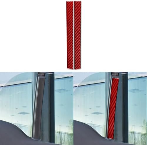 Real Soft Red Carbon Fiber Car B-Pillar Window Pillar Panel Anti-Scratch Strip Cover Trim Sticker Auto Interior Decoration Accessories Compatible with Benz Smart 2016 2017 2018 2019 2020 2021 by PJFUS