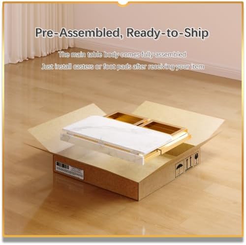 4NM No Tool Assembly 27.5" Small Desk, Folding Portable Desk with Wheels, Foldable Computer Home Office Desks, Collapsible Study Writing Table for Space Saving Bedroom - White Gold - Image 4