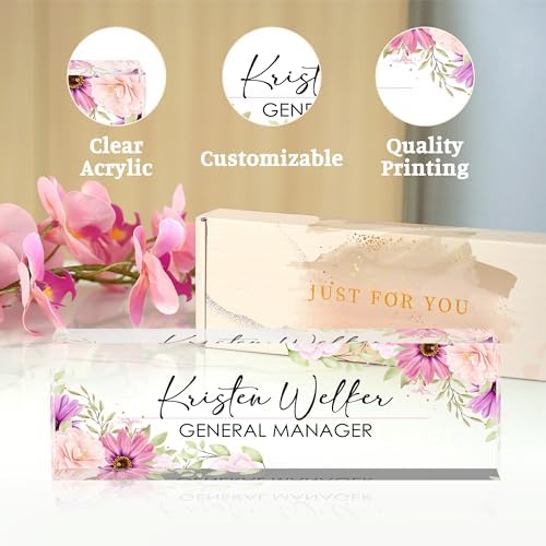 Personalized Desk Name Plates - Office Gifts for Teacher, Boss, Employee Appreciation - Chrysanthemum - Image 4