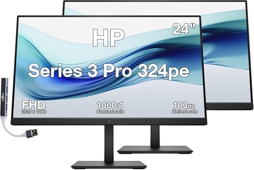 HP Series 3 Pro 324pe 24" FHD IPS Monitor with 5ms Response Time (2 Pack) by MichaelElectronics2