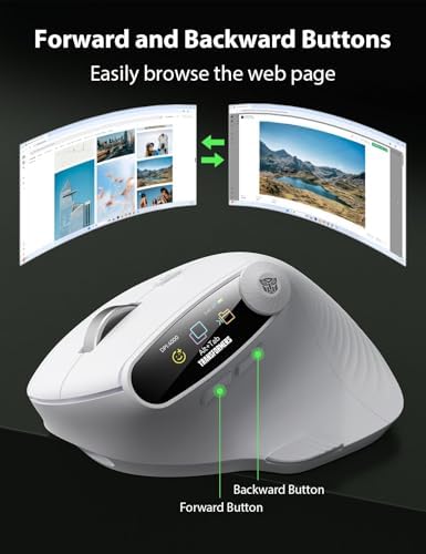 Transformers Vertical Ergonomic Mouse with LED Screen & Knob Control White - Image 5