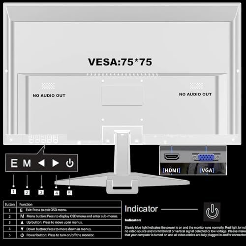 19-inch Full HD 75Hz Compact Slim Laptop Monitor, White, 2Pack for PCs and Desktops, HD 1440 x 900p, Anti-Glare, LED Display, VGA/HDMI Ports - Image 7