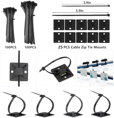 ELII 328Pcs Cable Management Kit, 8 Magnetic Cable Holder 69 Cable Clips - Image 6