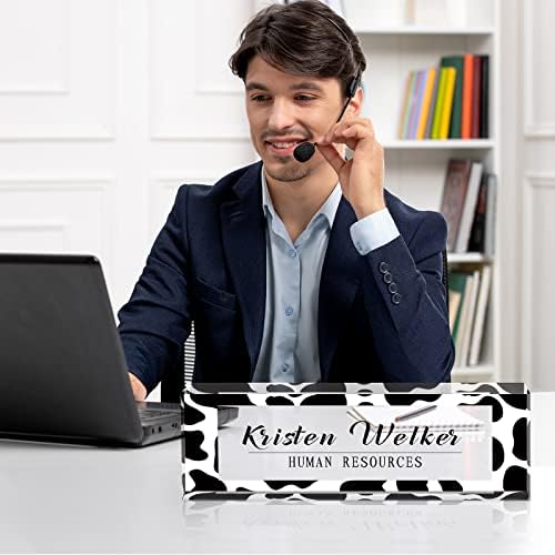 Desk Name Plate Personalized, Custom Name Plates for Desks, Personalized Acrylic Name Plate for Desk, Office Gifts for Cowrkers, Boss, Teacher/Employee Appreciation Gifts -Dairy Cow - Image 3
