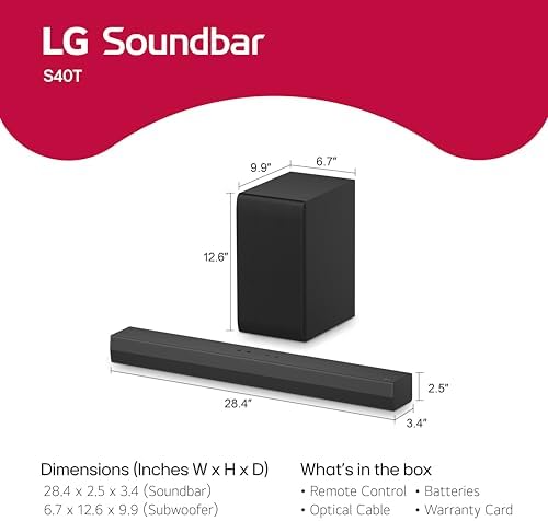 LG S40T 2.1 ch.Soundbar with Wireless Subwoofer, TV Synergy, Wow Interface, AI Sound Pro - Black - Image 2