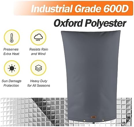 TOHONFOO Backflow Preventer Cover, Pipe Freeze Insulation, 22" Wx34 H, Grey - Image 6