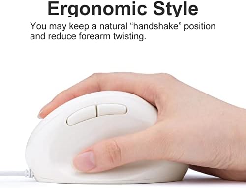 SANWA Wired Ergonomic Mouse, Vertical Mouse for Small & Medium Hands, White - Image 2
