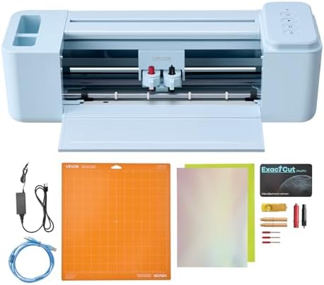 VEVOR Vinyl Cutting Machine, 12 in, Button-Controlled Vinyl Cutter, 20000+ Built-in Design Resources, Compatible with Mac, Windows, Android and iOS, for Creating Customized Crafts Cards, Home Decor by VEVOR