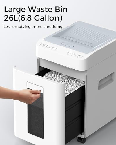 110-Sheet Micro-Cut Paper Shredder Auto Feed Shredders P-4 High Security for Home Office 6.8 Gallon Bin with Casters - Image 5