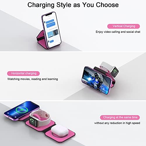3 in 1 Wireless Charging Station for Apple,Foldable Magnetic Travel Charger - Image 2