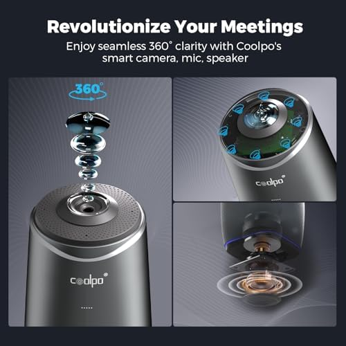 COOLPO Camera 360, Smart Video Conference Room Camera and Microphone, Pana - Image 2