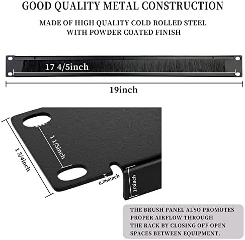 1U Blank Panel, 19 Inch Blank Rack Mount Panel,1U Disassembled Cable Management Rack Mount Spacer W/Brush for Server Network Rack Enclosure Cabinet Cable (2pcs-Brush) - Image 3