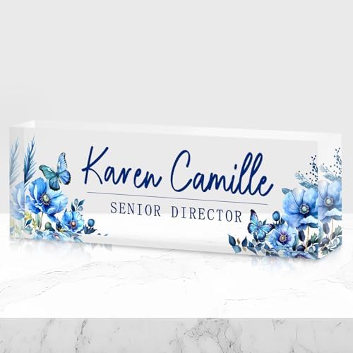 Custom Office Name Plate for Desk - Name Plate Personalized Gifts for Coworkers, Boss, Teacher, Social Worker - Acrylic Office Desk Decor for Women Men - Employee Appreciation Gifts (blue) by EveryBaositycraftsgiftisone-of-a-kind%E2%80%94exclusivelycraftedforyou