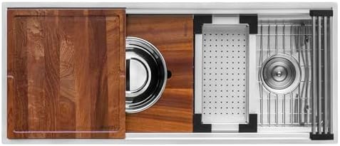 Ruvati 45-in 16-Gauge Two-Tier Drop-in Workstation Kitchen Sink - RVH8433 - Image 4