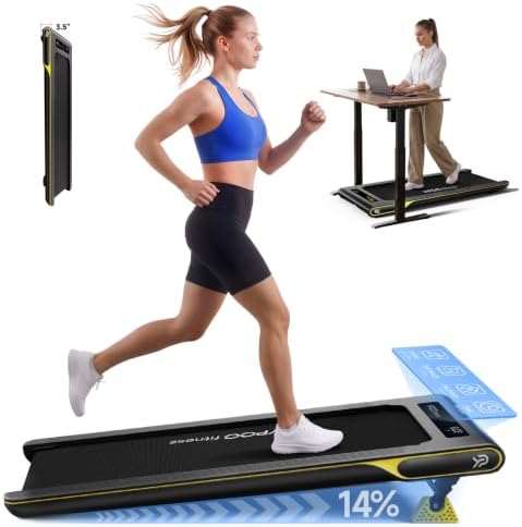 YPOO Walking Pad with 14% Incline Under Desk Treadmill for Home & Office by YPOO