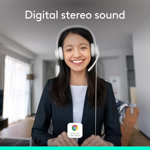 Logitech H390 Wired Headset PC/Laptop Stereo Headphones, USB-A, Off-White - Image 2