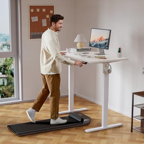 WALKINGDESK 40x24 Inches Height Adjustable Electric Standing Desk with 2 Hooks for Home Office, Ergonomic Sit Stand up Desk with Splice Board, White - Image 2