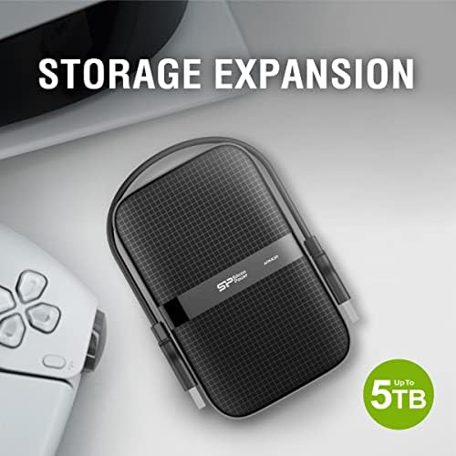 Silicon Power 5TB Rugged Portable External Hard Drive Armor A60, Shockproof USB 3.0 for PC, Mac, Xbox and PS4, Black - Image 4