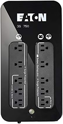 Eaton 3S750 UPS Battery Backup & Surge Protector, 750VA / 450W, 10 Outlets for Home or Office Devices (Not for Sale in CO, VT, or WA) by Eaton