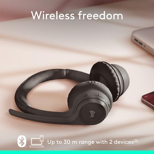 Logitech Zone 300 Wireless Bluetooth Headset with Noise-Canceling Microphone, Compatible with Windows, Mac, Chrome, Linux, iOS, iPadOS, Android – Graphite (Renewed) - Image 4
