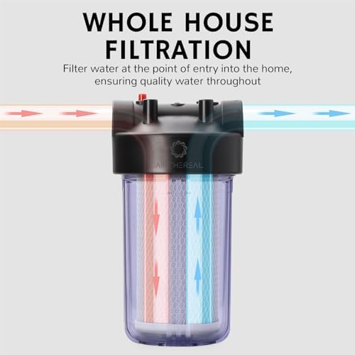 Airthereal Whole House Water Filter Housing, 10" x 4.5" Sediment Carbon Cartridge Universal Housing, Pre-Filtration System for Well and City Water, 3/4" NPT Port Clear Housing Include 1-Pack PP Filter - Image 4