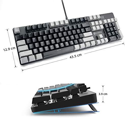 Merdia LED Backlit Full Size Wired Mechanical Gaming Keyboard | Black Switch 104 Keys US Layout Hot Swappable Full Size Mechanical Keyboard | White LED Backlit PC Gaming Keyboards (Black & Grey Color) - Image 4