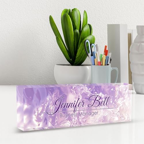 Personalized Name Plates for Office - Gifts for Teacher, Boss, Employee Appreciation - Office Desk Decor (Fancy Purple) - Image 7