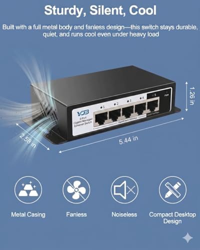 VJB 5 Port Gigabit Managed Ethernet Switch 1000Mbps - Image 6