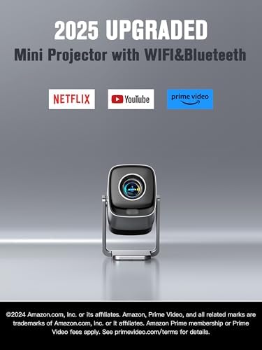 [2800 ANSI & Auto Focus]Silver Smart Mini Projector with WiFi and Bluetooth, XuanPad 4K Support Movie Projector, Portable Native 1080P Outdoor Projector with 360° Stand - Image 2