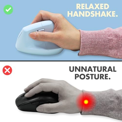 X9 Performance Wireless Vertical Ergonomic Mouse - (BT + 2.4Ghz) - Click in Comfort - Up to 4000 DPI, 6 Button, Rechargeable - Bluetooth Ergonomic Vertical Mouse Wireless - for Mac and PC - Blue - Image 3