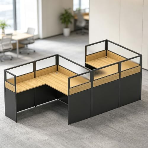 Nykto Office CubicleDesk with Mute Privacy Panels (D2 Person-S, Walnut) by Nykto