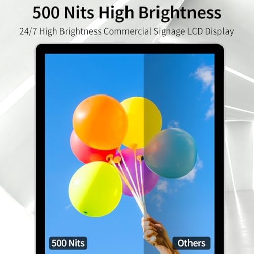 43 Inch Digital Signage, FHD 1080P Commercial Interactive Kiosk LCD Android Monitor Indoor Advertising Display with 500 Nits High Brightness, Android 14 (4+32GB), Non-Touch - Image 3