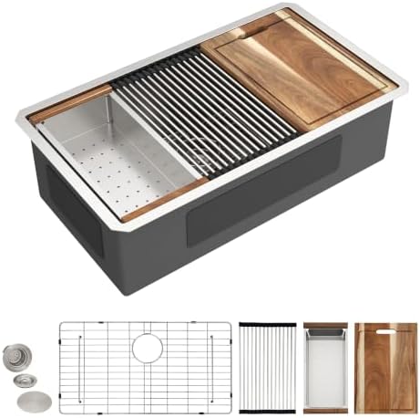 33"x19" Undermount Kitchen Sink Ledge Workstation by FULORNI