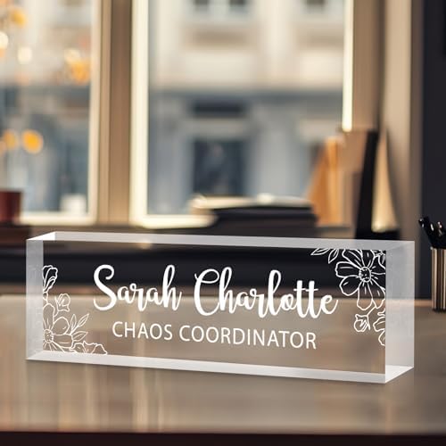 Custom Office Name Plate for Desk - Name Plate Personalized Gifts for Coworkers, Boss, Teacher, Social Worker - Acrylic Office Desk Decor for Women Men - Employee Appreciation Gifts (white 2) - Image 6