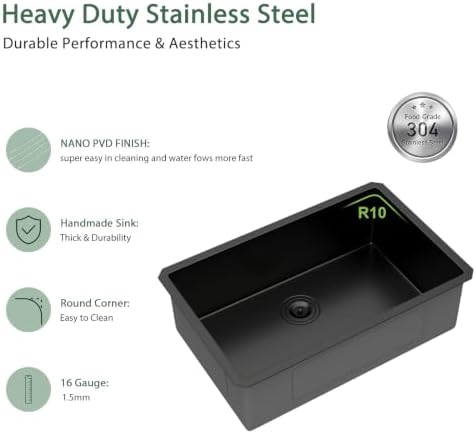28 Inch Matte Black Undermount Kitchen Sink - Image 6